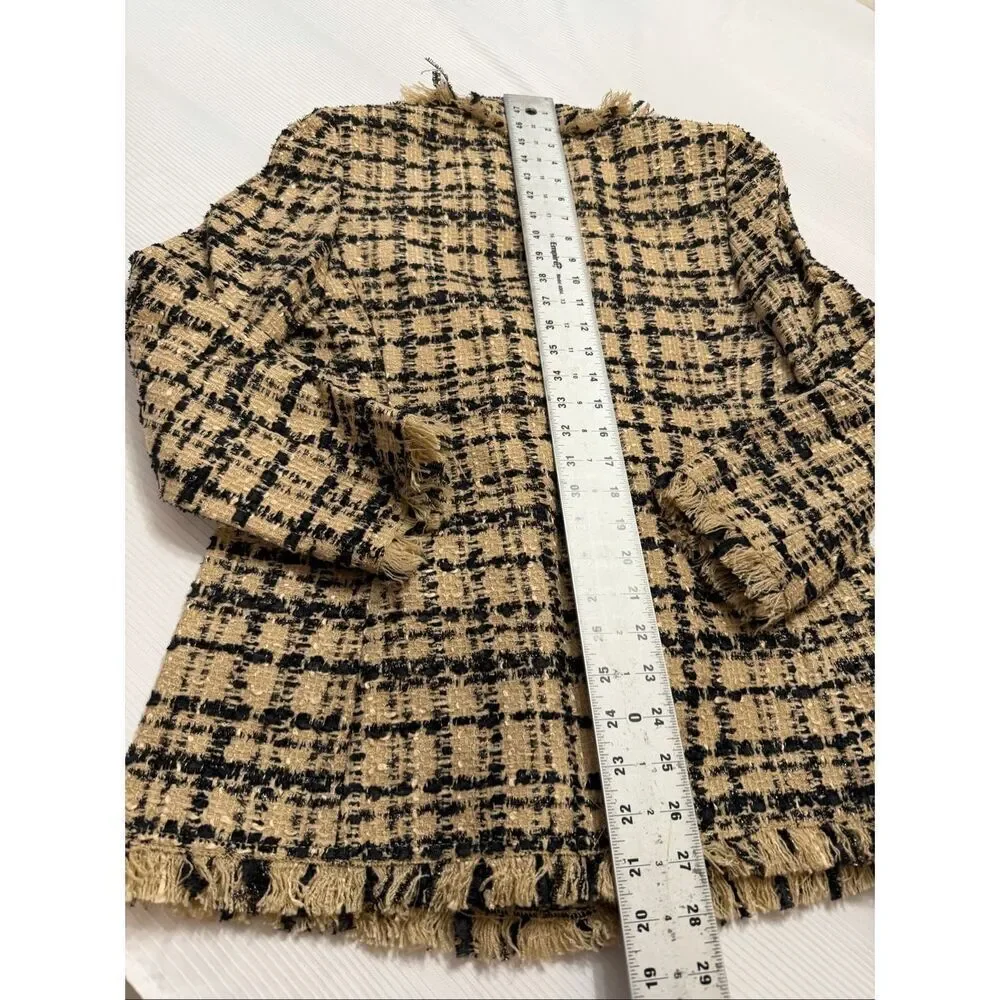 Kate Spade New York Metallic Plaid Tweed Blazer Size 2